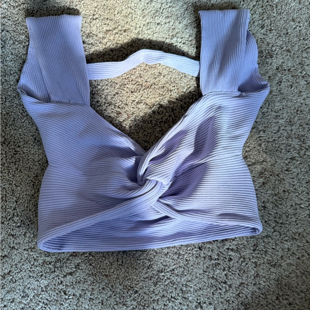SHEIN Purple Ribbed Cut Out Crop Tank Top